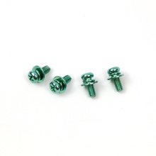 Green zinc plated sems screws with flat&spring washer
